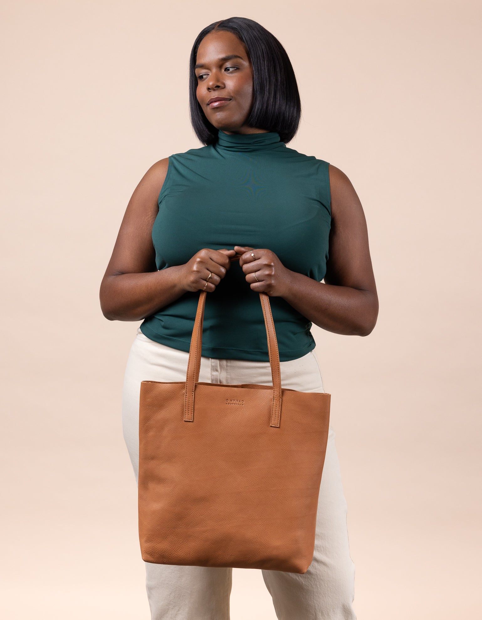 Georgia - Wild Oak Leather womens shopper bag. Model product image.