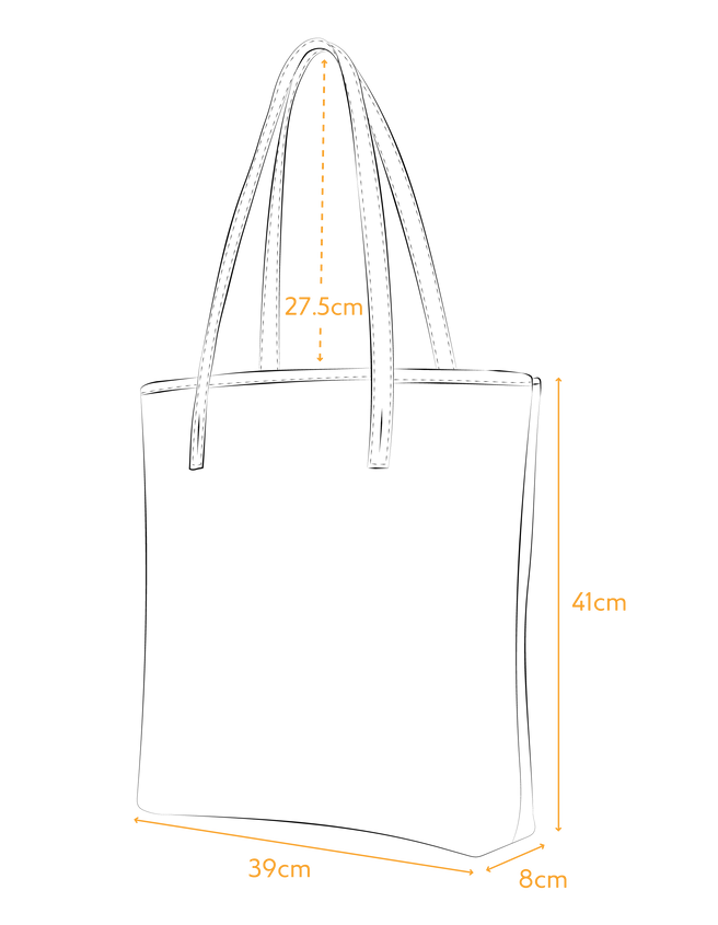 Specifications image with dimensions of Georgia bag