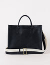 Rectangle shaped leather tote bag - front product image with strap