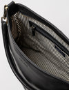 Black Leather shopper bag. Square shape with an adjustable and removable strap. Inside product image.