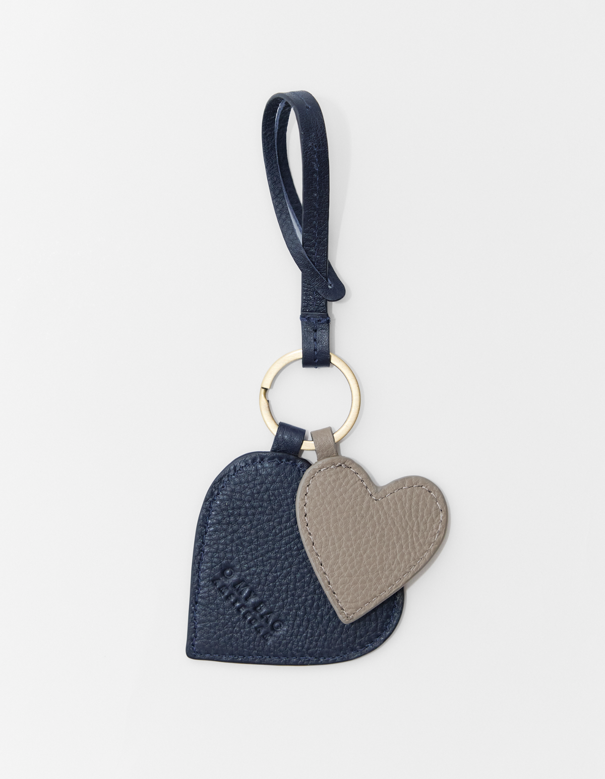 Hearts Bag Charm - Universe Blue & Clay Soft Grain Leather