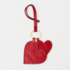 Hearts Bag Charm - Red Glazed Leather