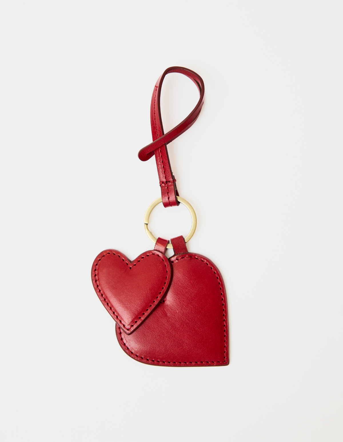 Hearts Bag Charm - Red Glazed Leather