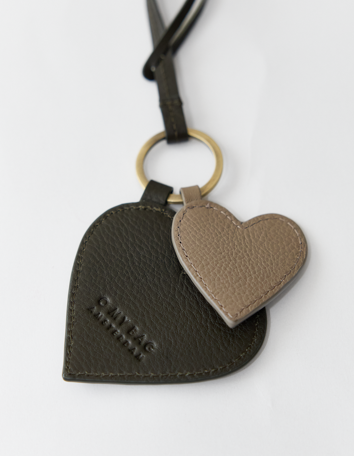 Hearts Bag Charm - Moss & Clay Soft Grain Leather