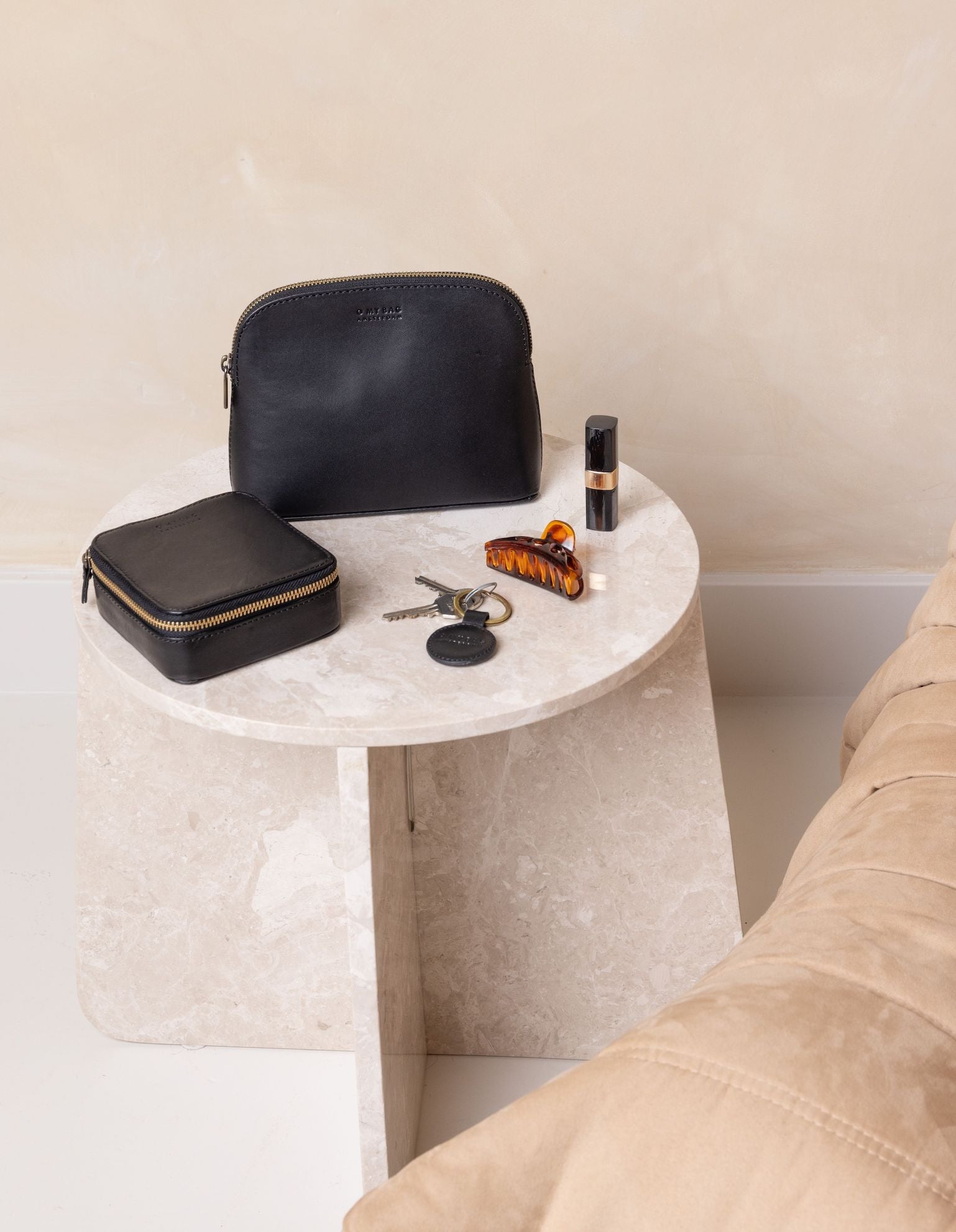 Cosmetic Bag - Black Classic Leather