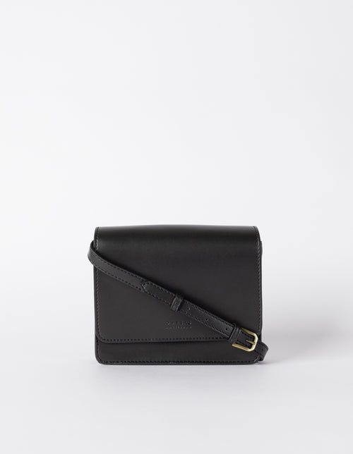 Audrey Mini Apple Vegan Leather Black Rectangle Ladies Handbag, Front product image.