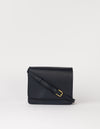 Front product image of Audrey Mini midnight blue classic leather crossbody bag with adjustable leather strap