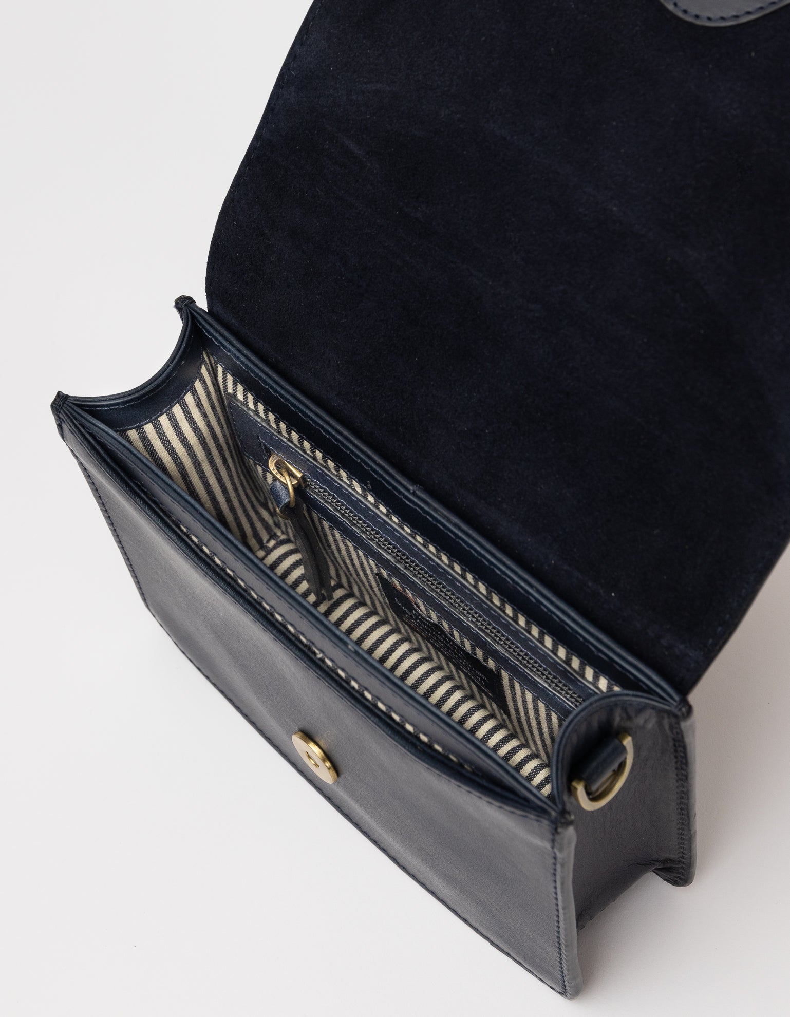 Inside product image of Audrey Mini midnight blue classic leather crossbody bag