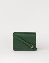 Front product image of Audrey Mini pine green classic leather crossbody bag with adjustable leather strap