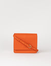 Front product image of Audrey Mini tangerine classic leather crossbody bag with adjustable leather strap