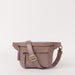Front view of Beck's Bumbag in Pale Mauve with the strap
