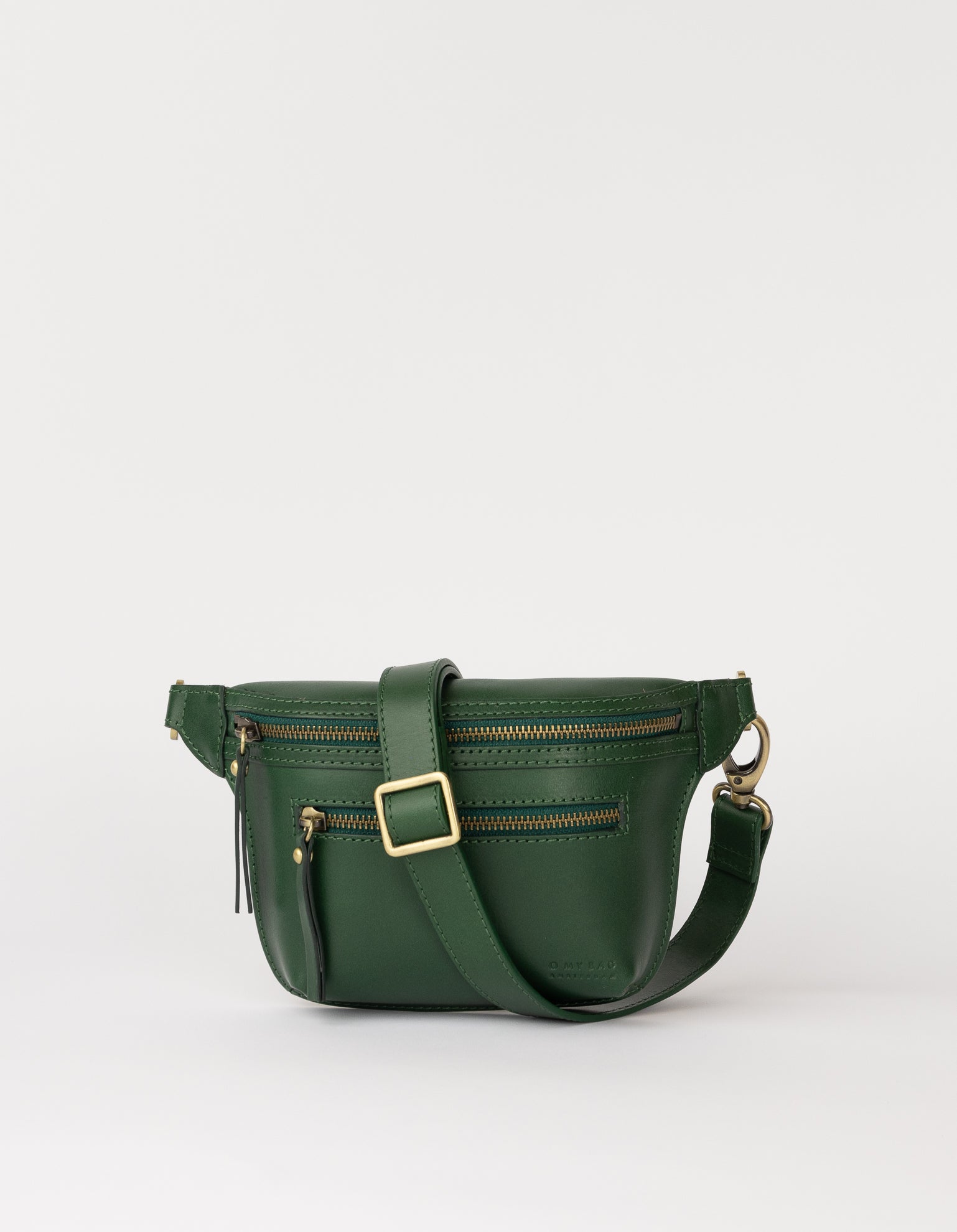 Front product image of Beck's Bum Bag pine green classic leather with adjustable leather strap