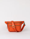 Front product image of Beck's Bum Bag tangerine classic leather fanny pack with adjustable leather strap