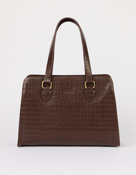 Blair - Chocolate Croco Print Leather