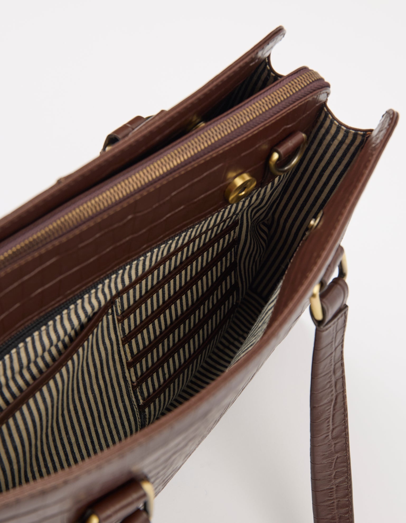 Blair - Schokobraun Kroko-geprägtes Leder