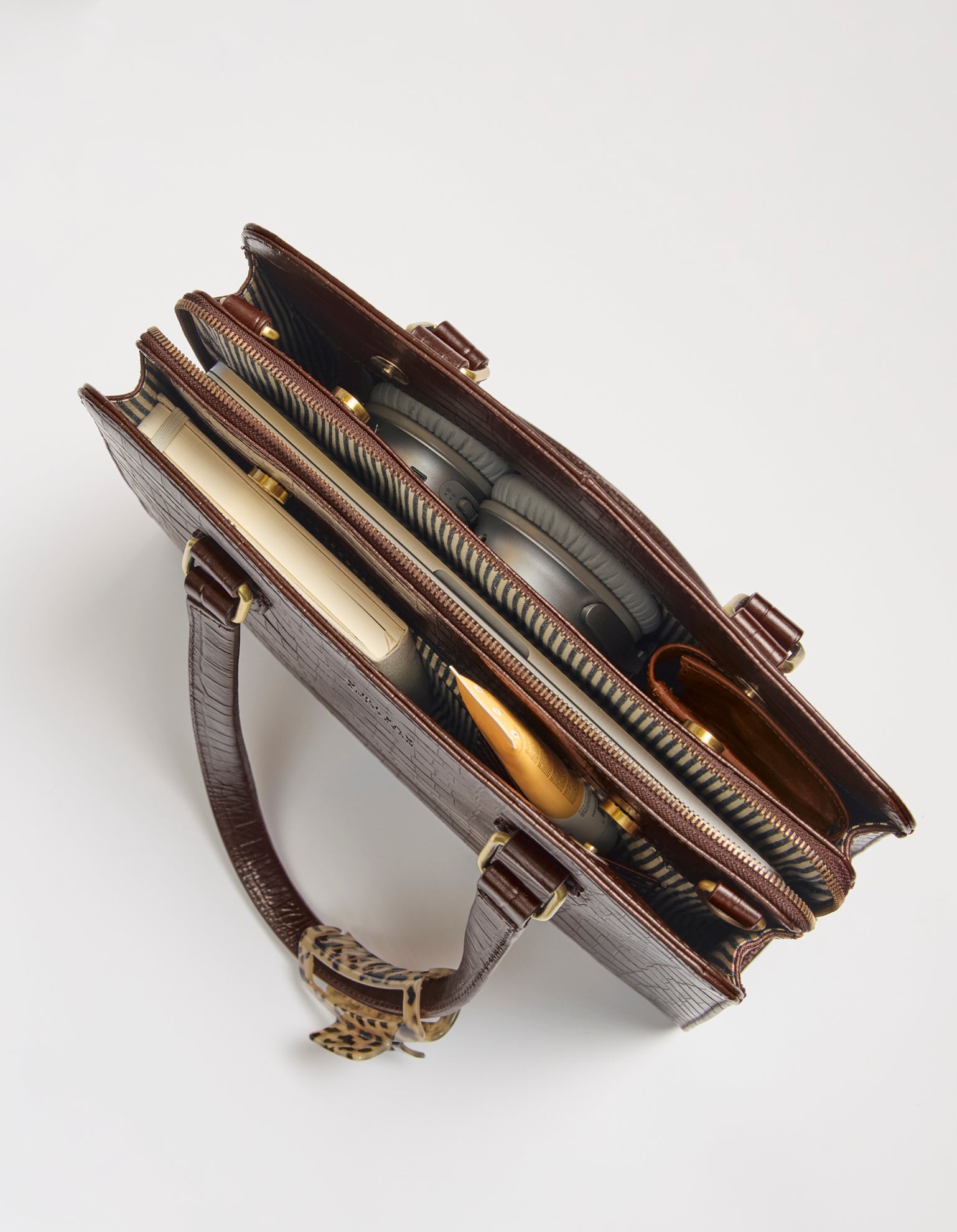 Blair - Schokobraun Kroko-geprägtes Leder