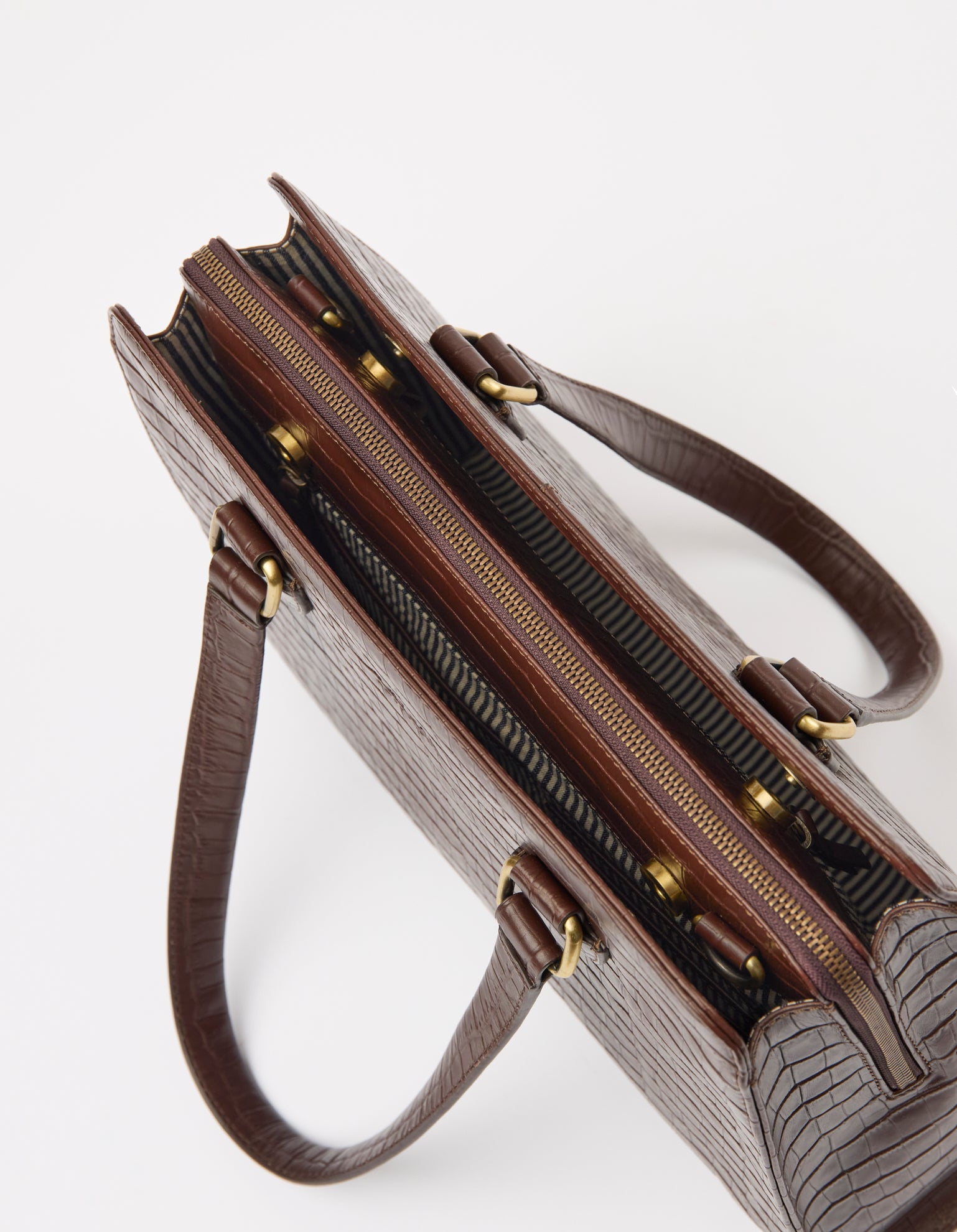 Blair - Schokobraun Kroko-geprägtes Leder