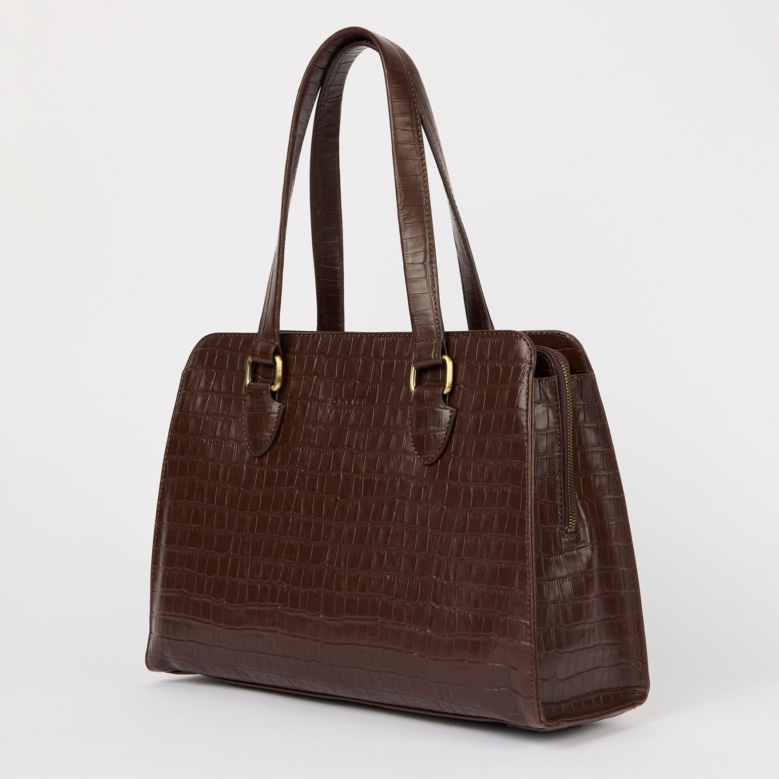 Blair - Chocolate Croco Print Leather