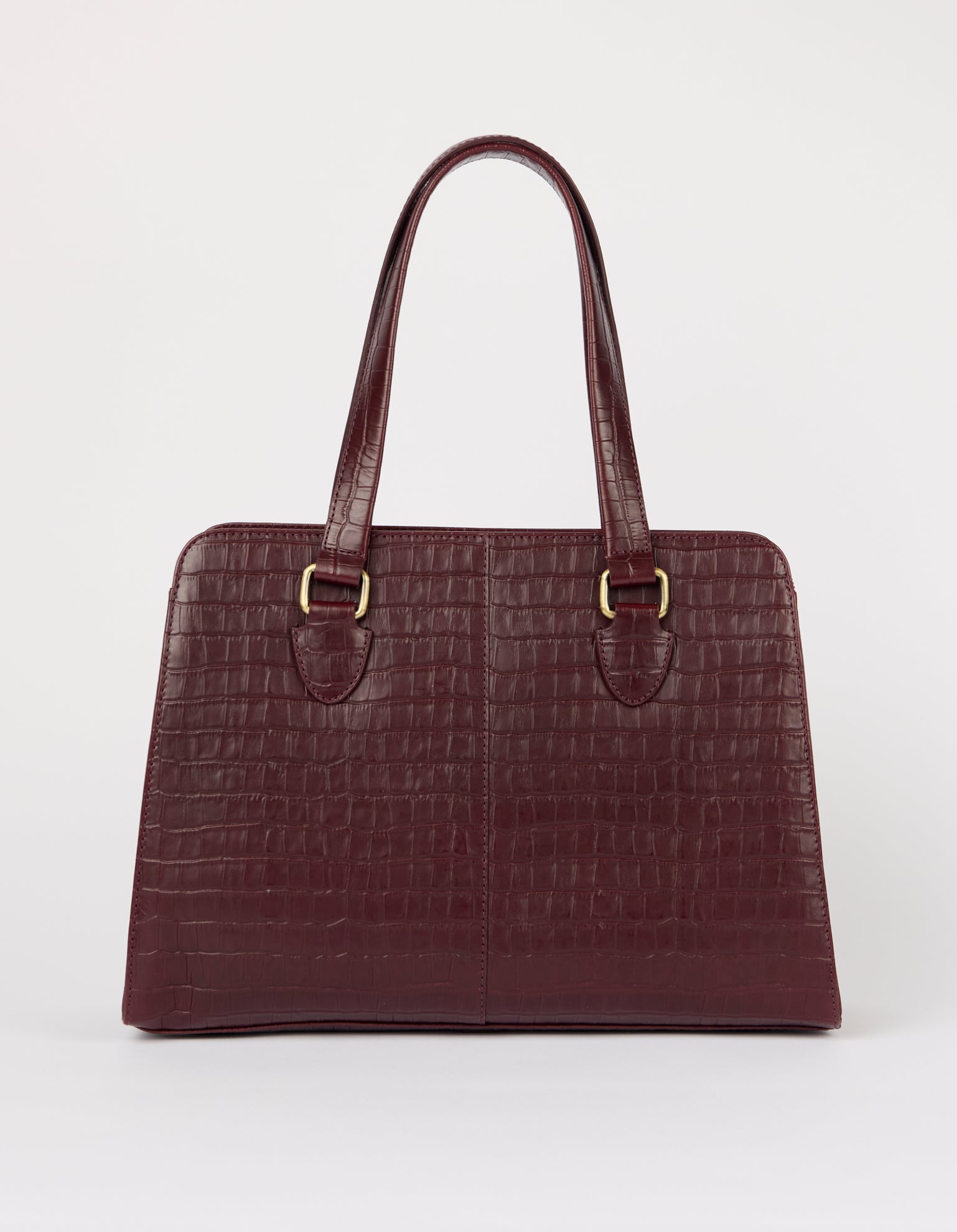 【美品】Oribianco leather bag Blair - Dark Cherry Croco Print Leather