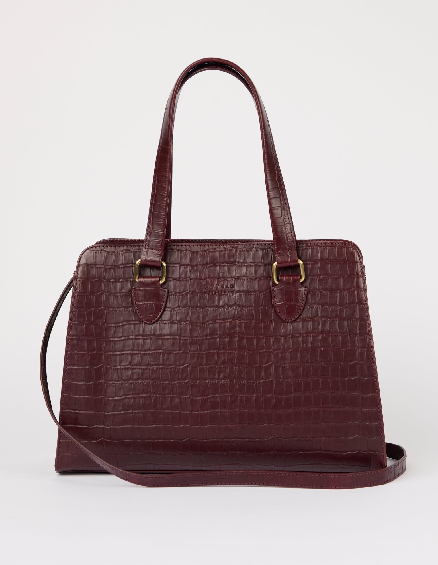 【美品】Oribianco leather bag Blair - Dark Cherry Croco Print Leather