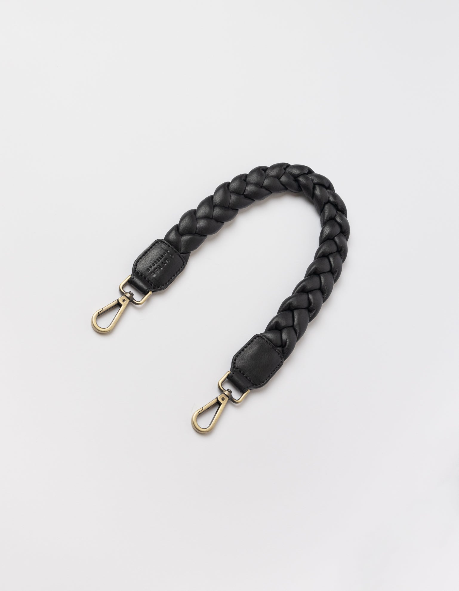 Braided Shoulder Strap Black Soft Grain Leather