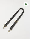 Bum Bag Strap in Black Apple Leather, top view product image.