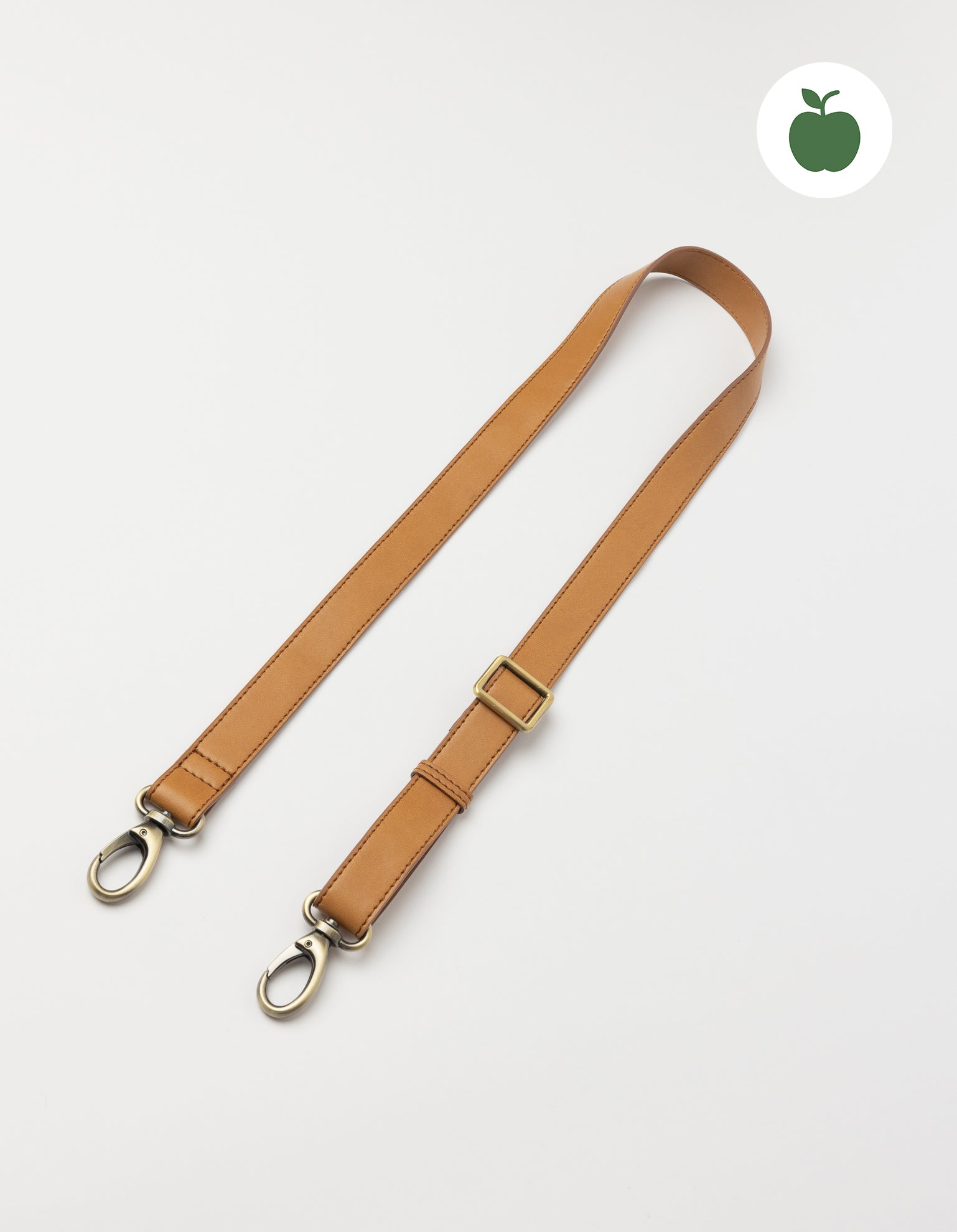 Bum Bag Strap in cognac apple leather. Front product image.