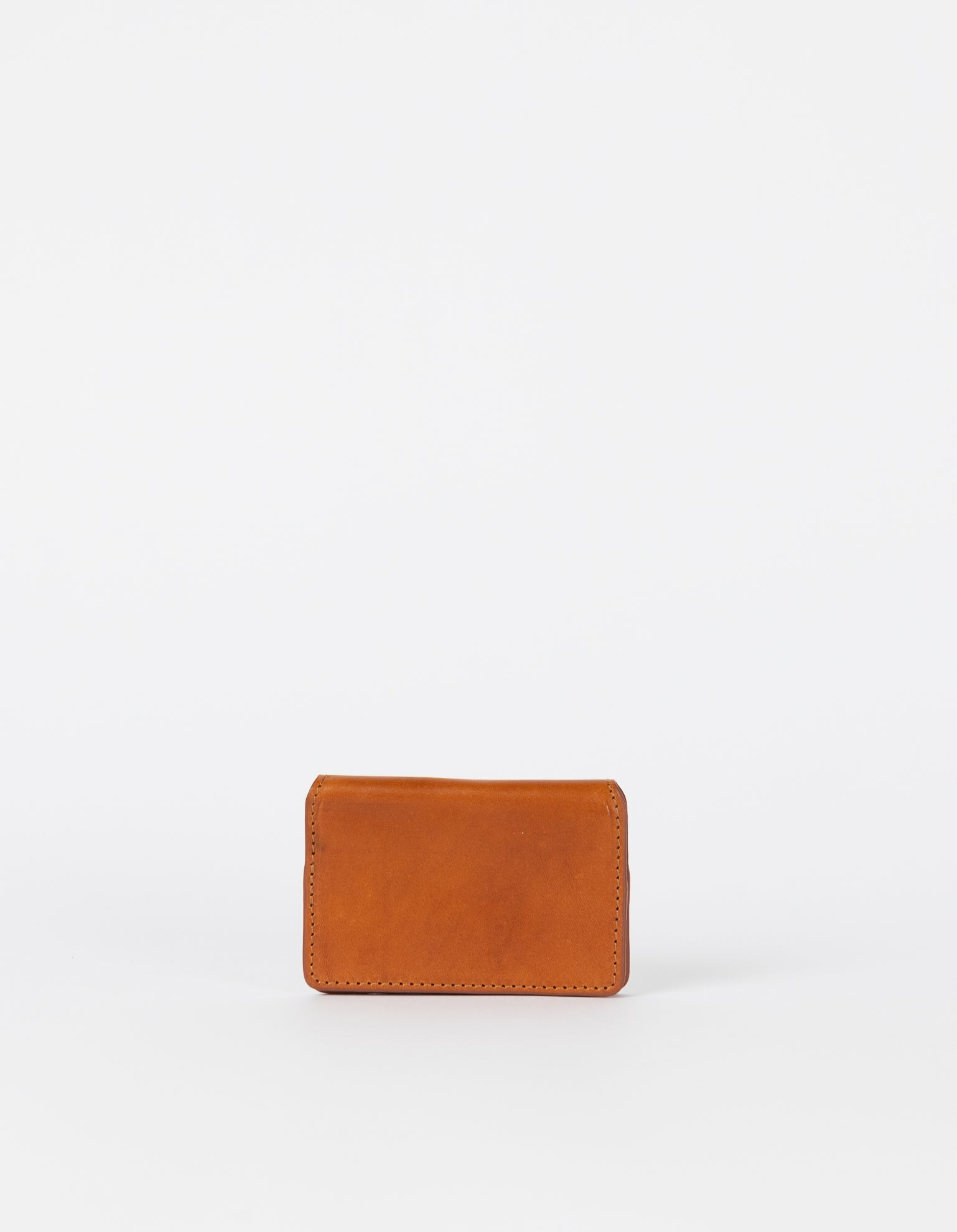 Small Cognac card case. Square shape. Back image