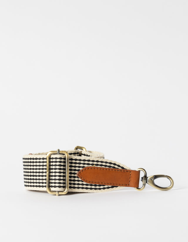 Herringbone Webbing Strap Sand Cognac Classic Leather