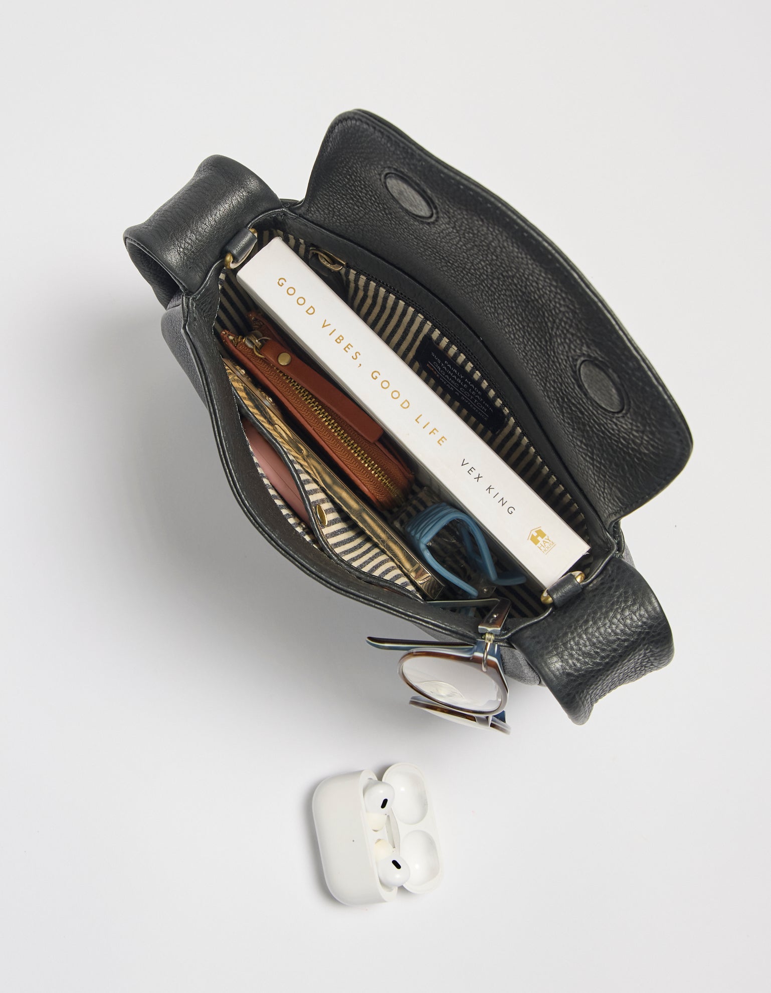 Coco Croissant - Black Soft Grain Leather