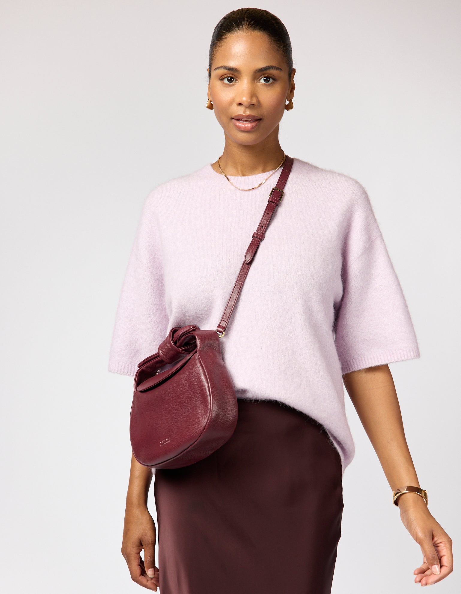 Coco Croissant - Kersenrood Soft Grain Leer