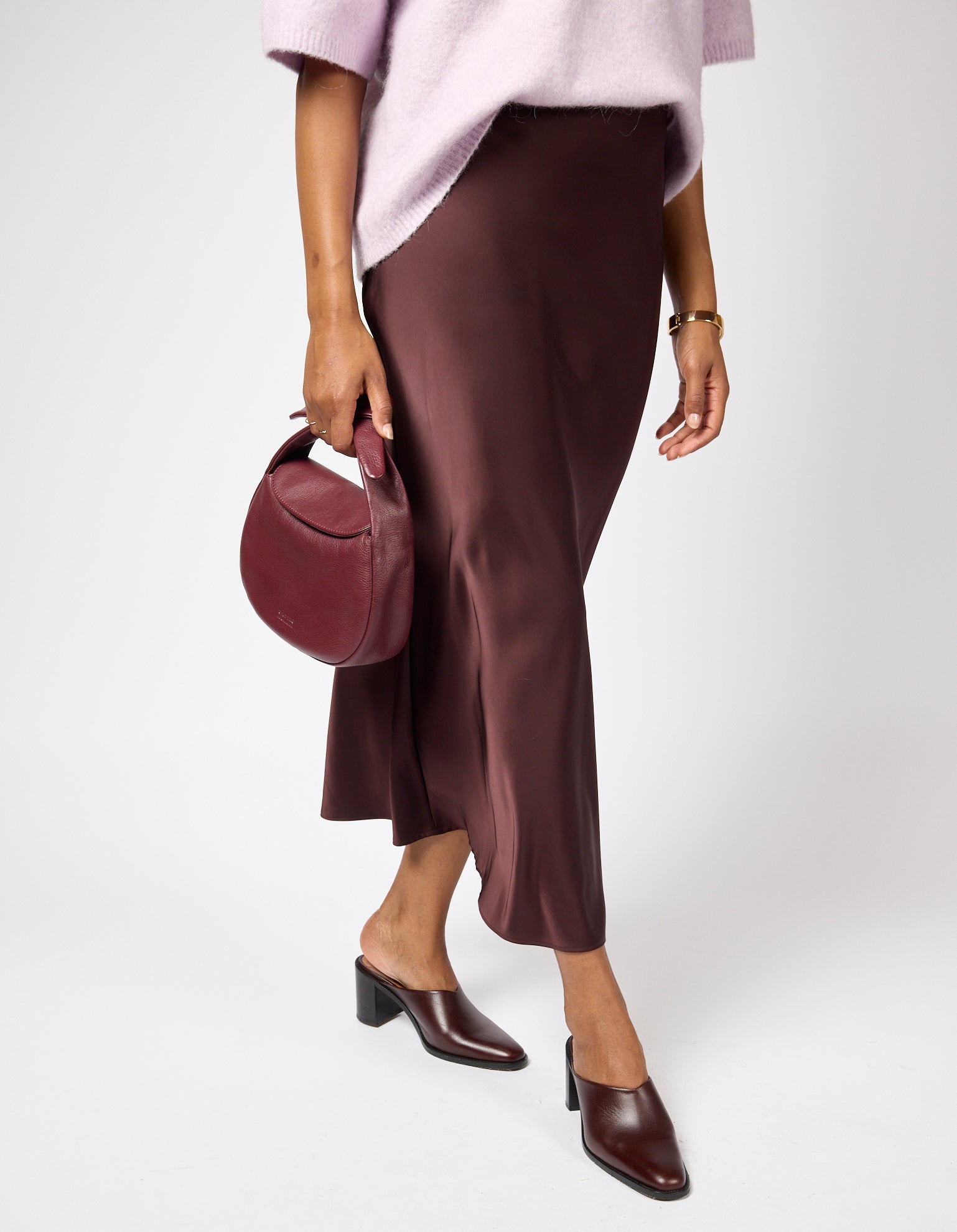 Coco Croissant - Kersenrood Soft Grain Leer