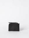 Small Black Classic Leather coin purse. Square shape. Front image