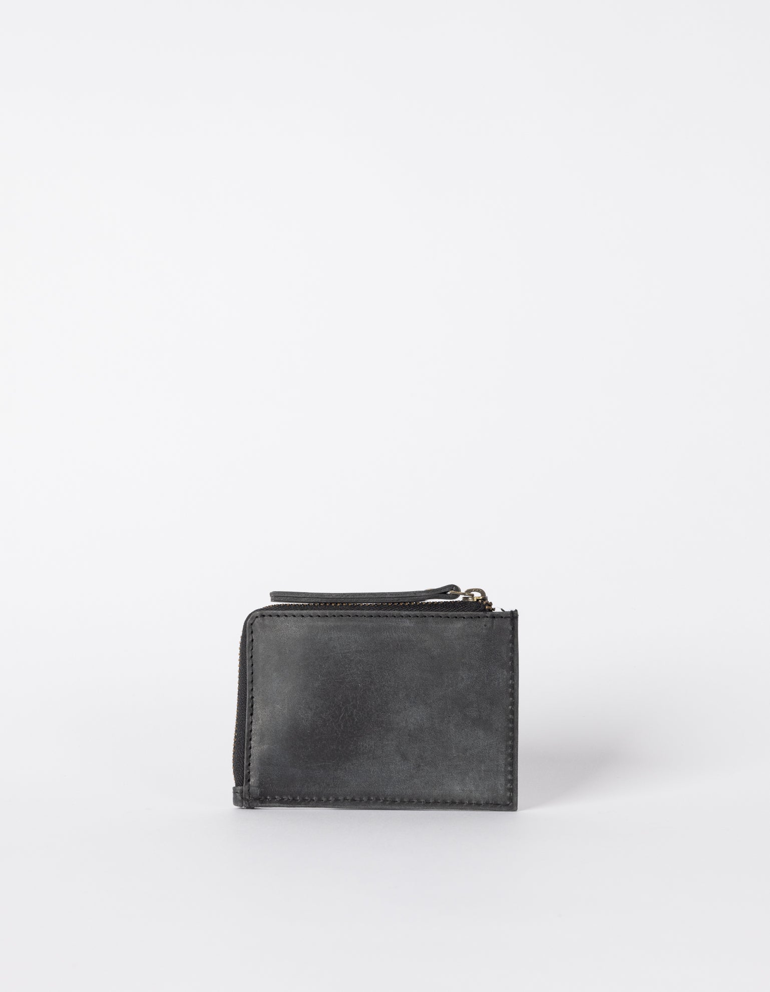 Small Black Hunter Leather coin purse. Square shape. Back image