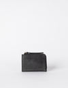 Small Black Hunter Leather coin purse. Square shape. Front image