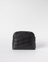 Cosmetic bag. Rectangle shape, black croco leather. Back picture