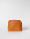 Cosmetic bag. Rectangle shape, cognac classic leather. Back picture