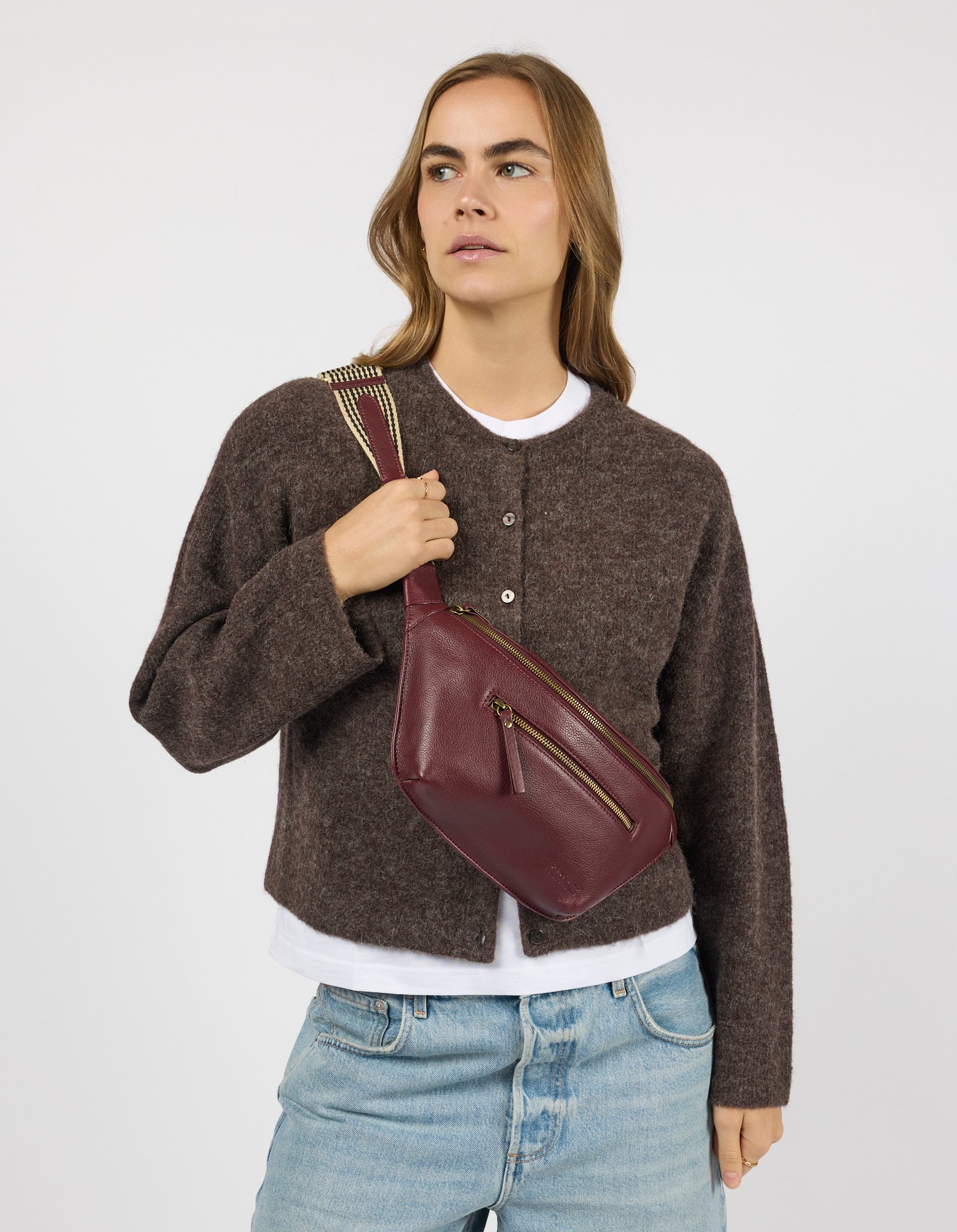 Drew Bum Bag - Dark Cherry Soft Grain Leather