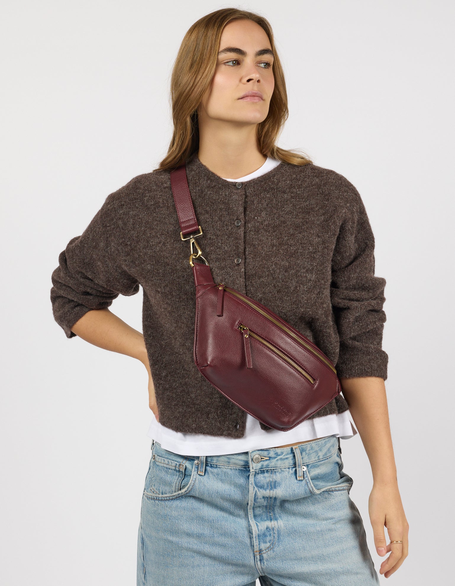 Drew Bum Bag - Dark Cherry Soft Grain Leather