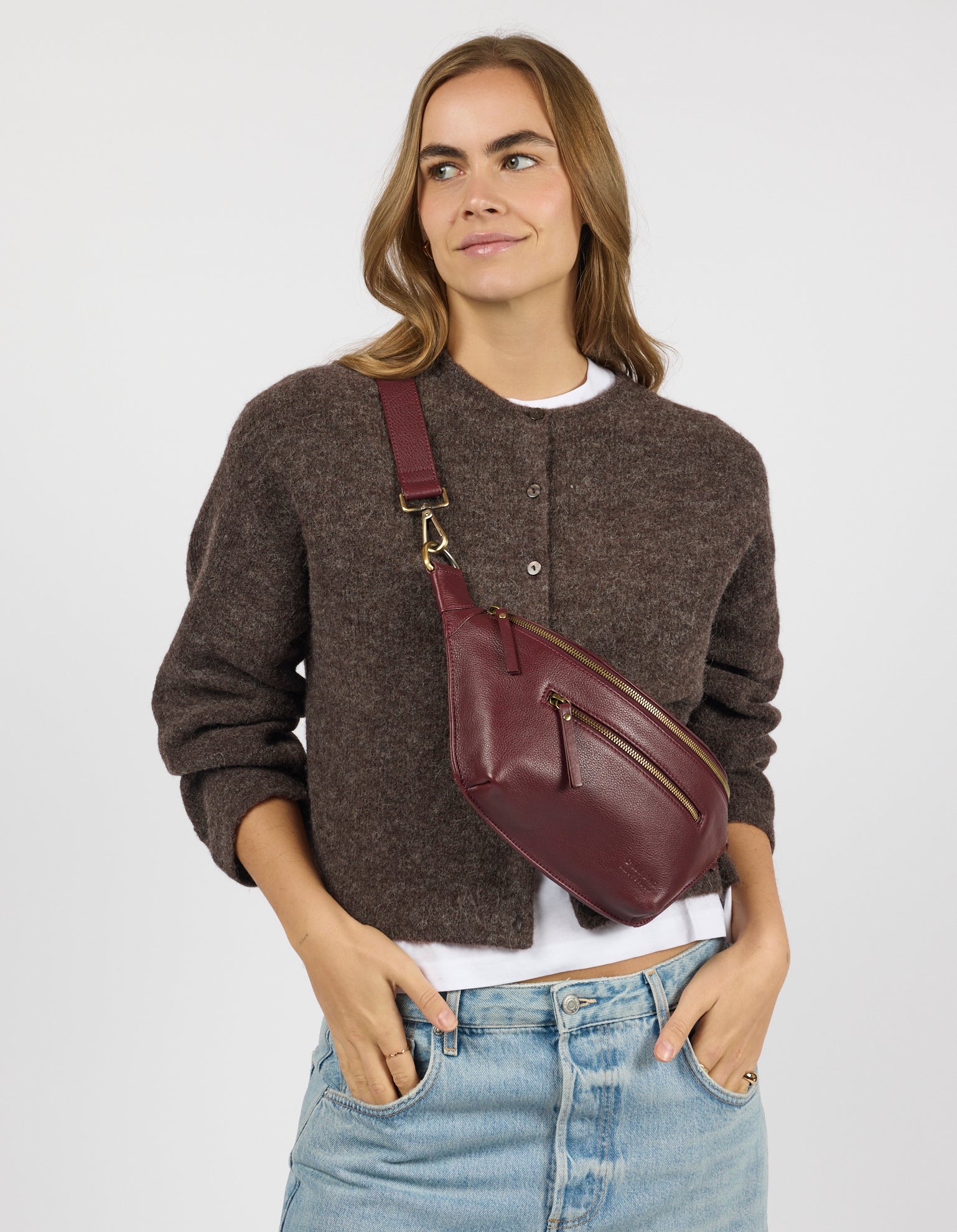 Drew Bum Bag - Dark Cherry Soft Grain Leather