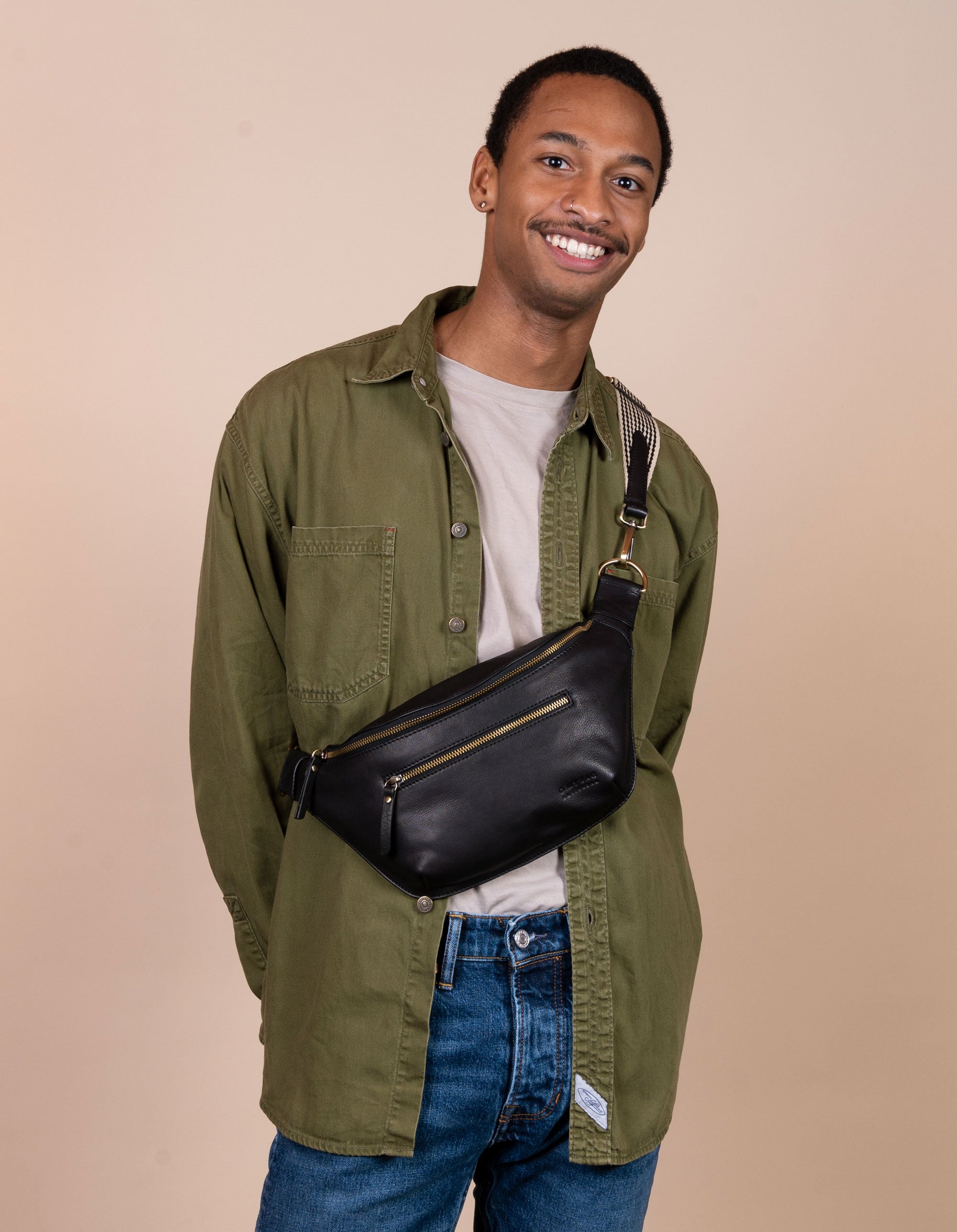 Drew Bum Bag Black Soft Grain Leather