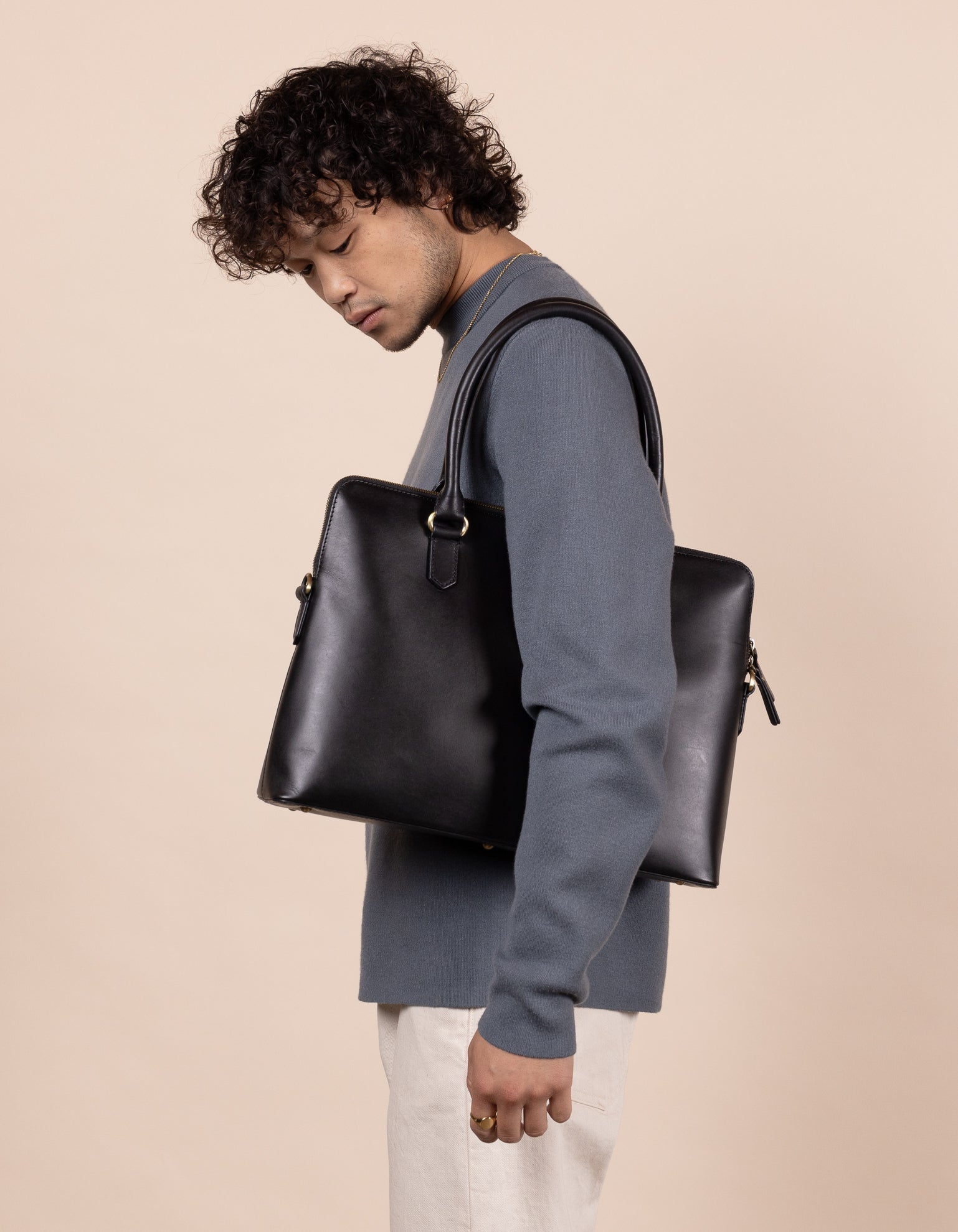Model Image with Black Hayden Work Bag