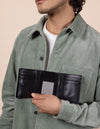 Black Ollie Leather Wallet - Model image