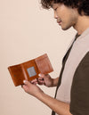 Cognac Ollie Leather Wallet - Model Image