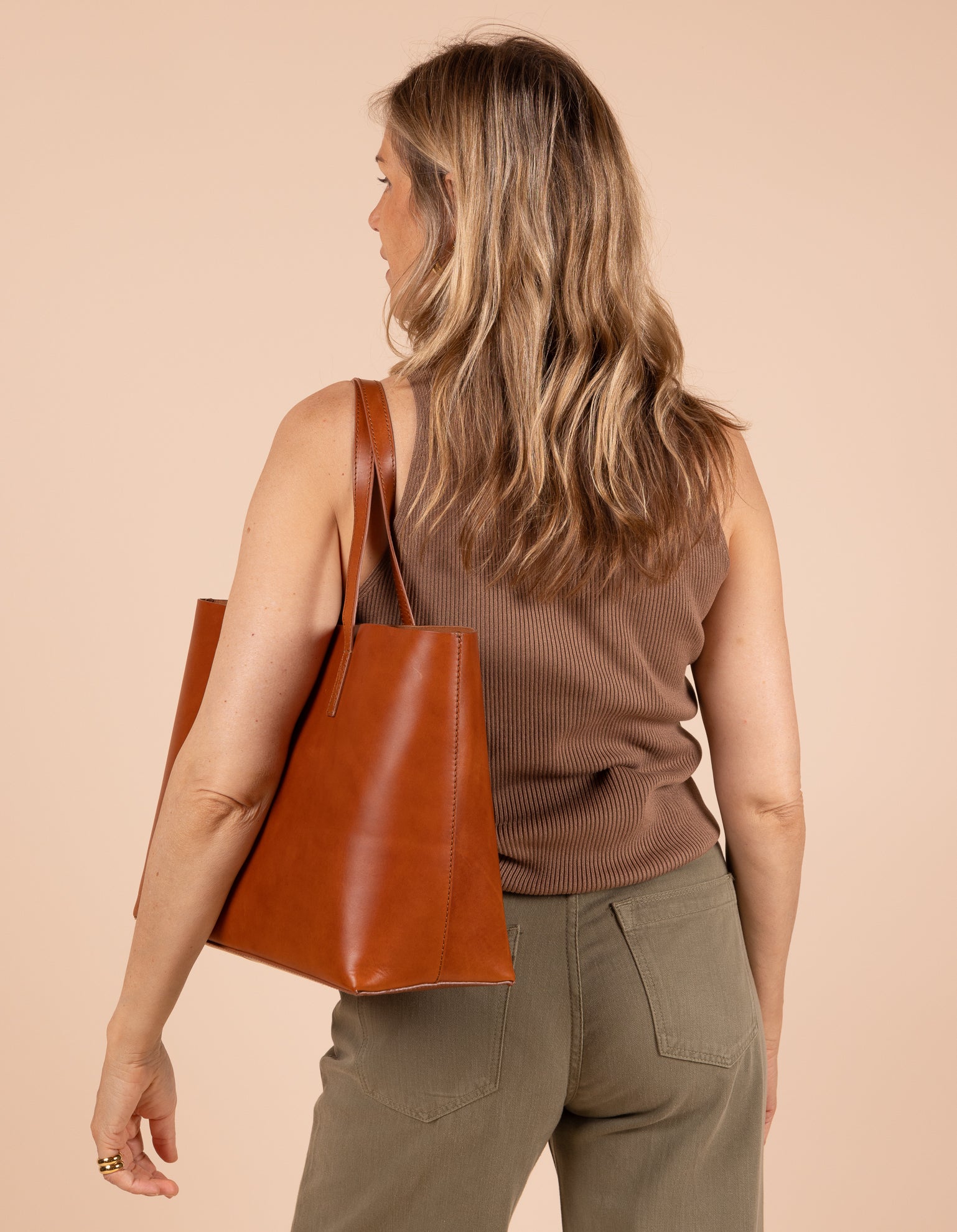 Brown leather shopper hotsell