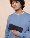 Tobi's wallet in black classic leather. Male model product image, inside wallet shot.