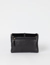 Black Soft Grain & Suede leather womens handbag. Square shape with an adjustable strap. Back product image