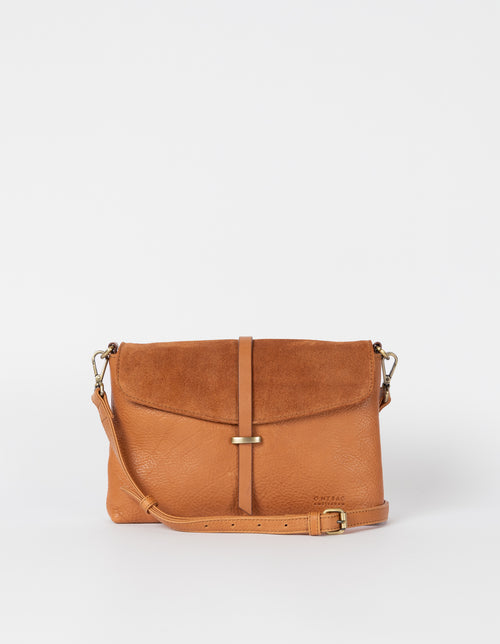 Wild Oak Soft Grain & Suede leather womens handbag. Square shape with an adjustable strap. Front product image