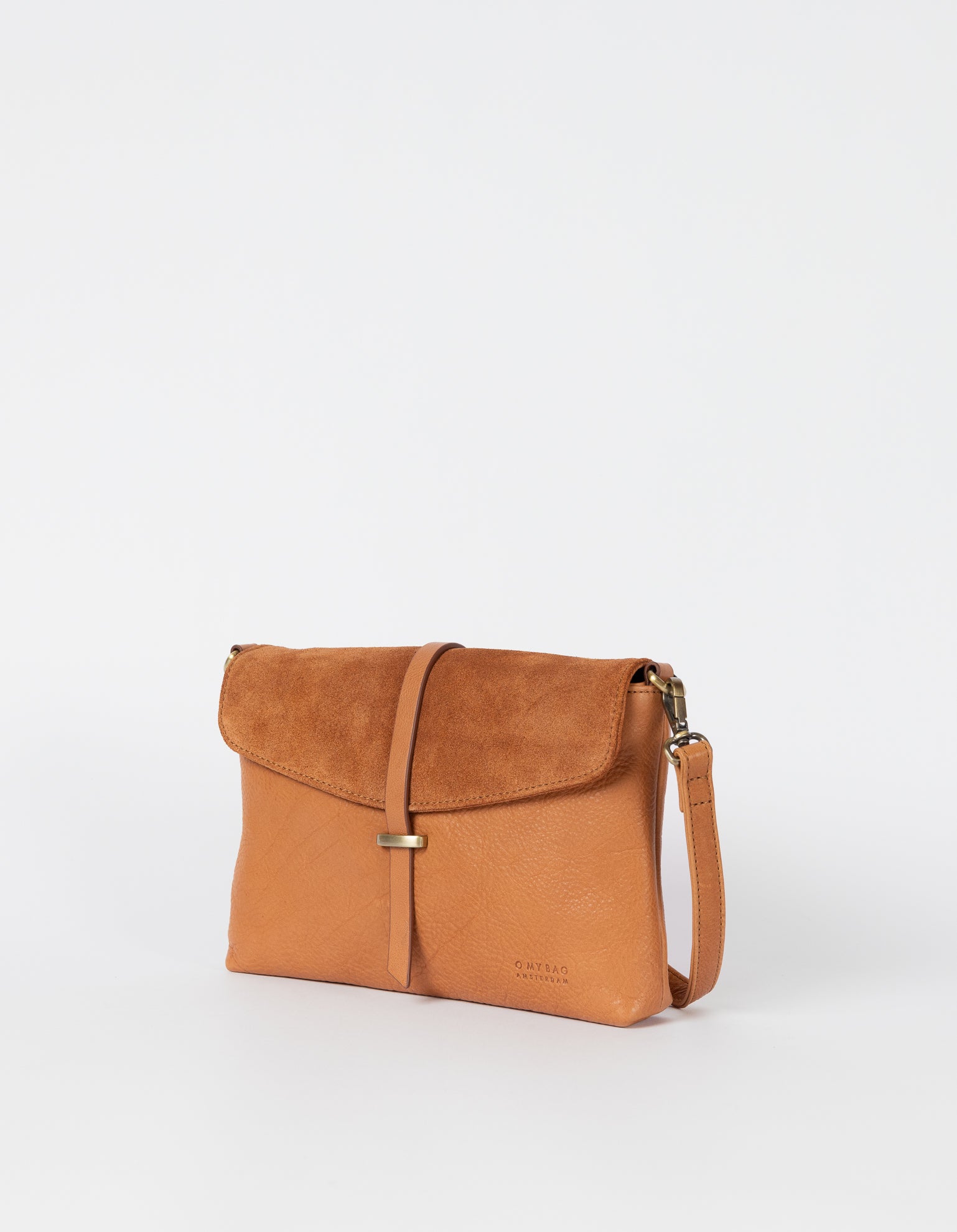 Wild Oak Soft Grain & Suede leather womens handbag. Square shape with an adjustable strap. Side product image