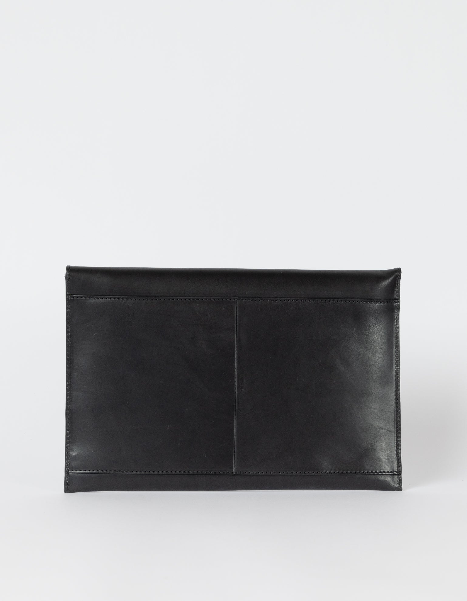 Black Leather 13'' laptop sleeve. Back product image.
